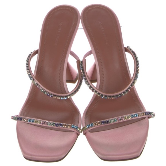 Amina Muaddi Gilda Satin Slippers - Picture 2 of 3